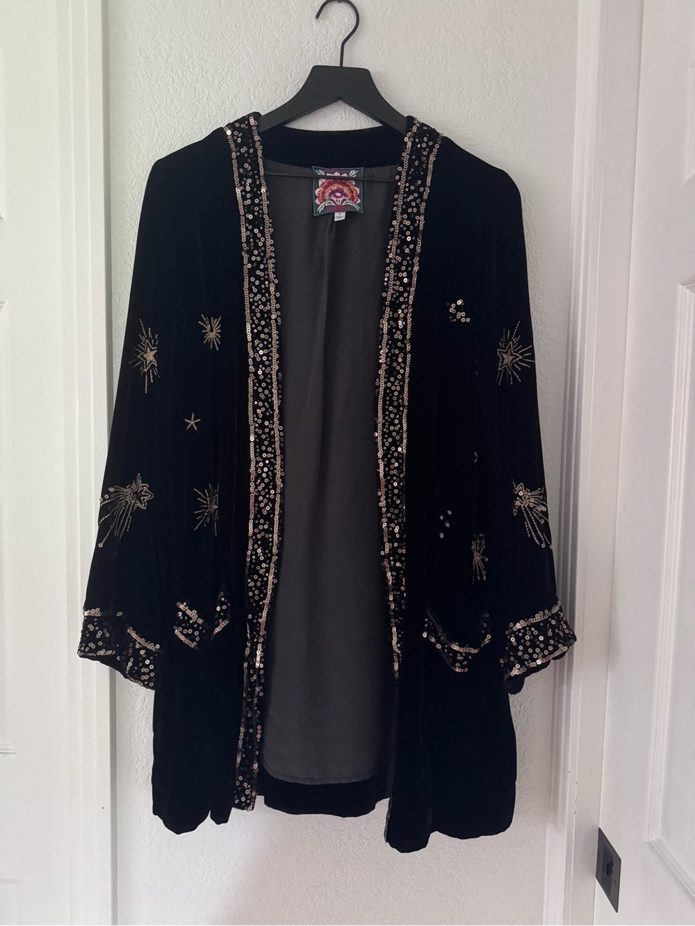 Johnny Was Silk Velvet Embroidered Jacket